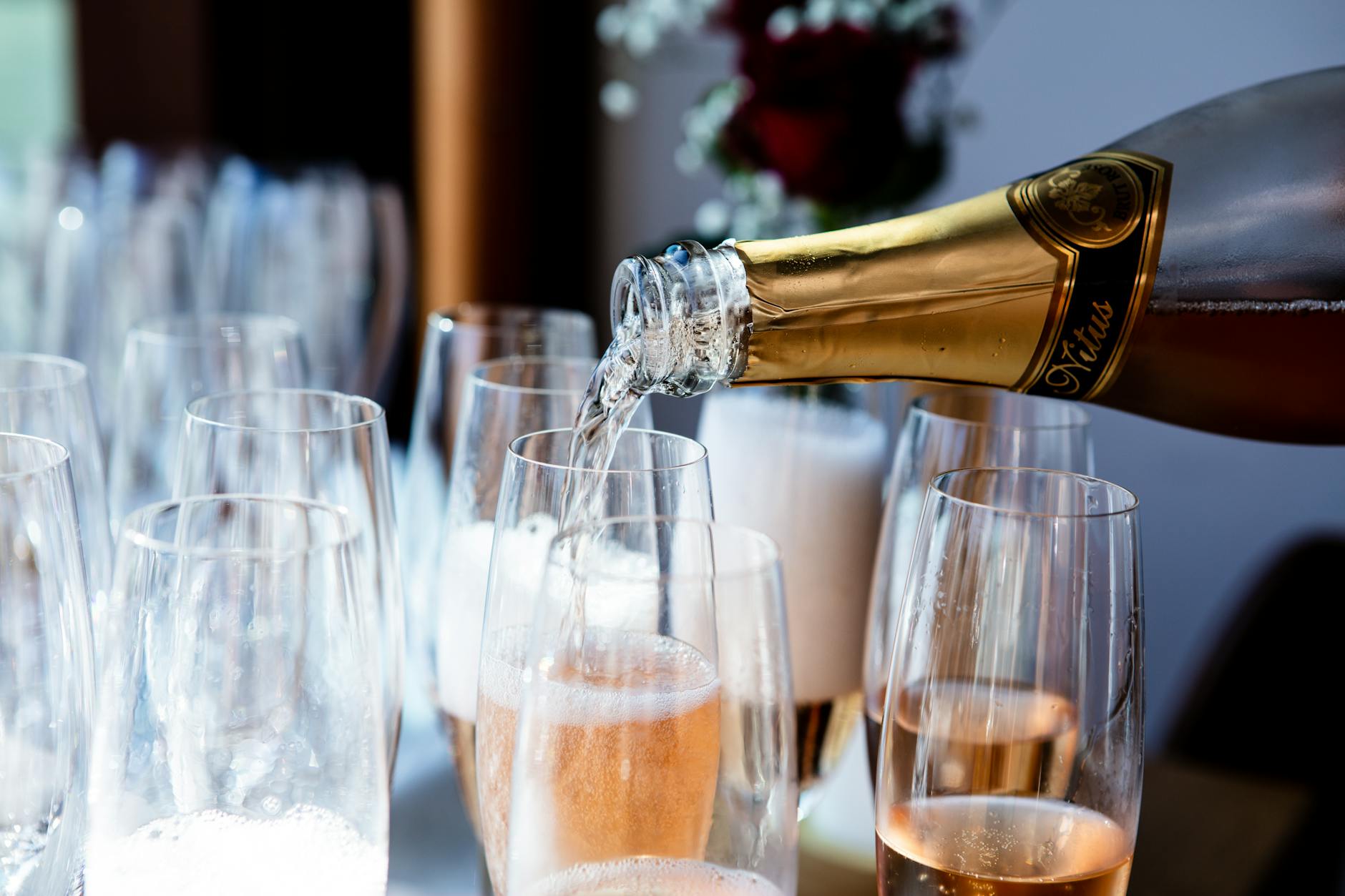 Sparkling wine being poured at a Carneros tasting